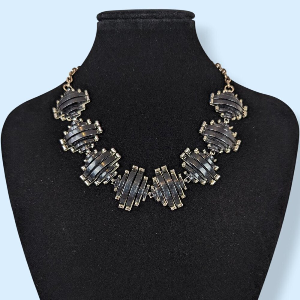 V. Mid-Century Black Thermoset Necklace